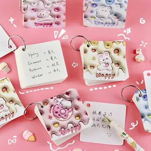 Cute 3D Bunny Mini Loose Leaf Notebook Portable Pocket Iron Ring Memo Diary For Students Stationery Reward Gift