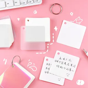 Minimalist portable blank flashcards with iridescent film cover and metal binder ring