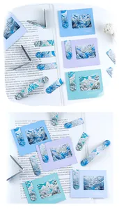 Detail of Chinese style magnetic bookmarks with landscape and architecture oil painting art