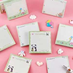 Lindo juego de notas adhesivas de dibujos animados de panda y conejo para oficina y notas