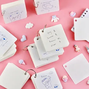Cute cartoon bear mini ring notebook for students, portable loose-leaf flipbook