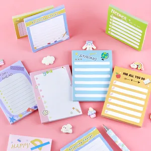 Juego de notas adhesivas con lista de dibujos animados y coloridos diseños pastel