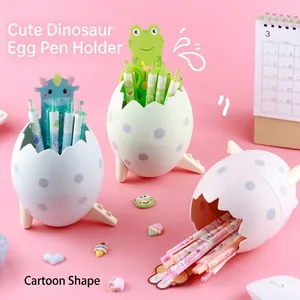 Lindo portalápices con forma de huevo de dinosaurio para organizar el escritorio