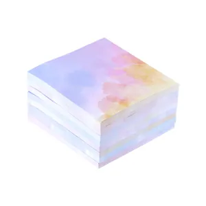 Colorful watercolor starry sky sticky notes stack for journaling and office.