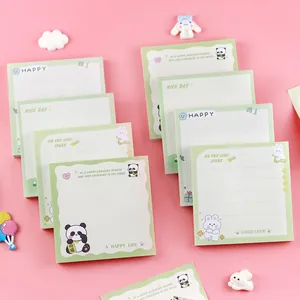 Set de notas adhesivas de dibujos animados con diseños de panda y conejo para alumnos