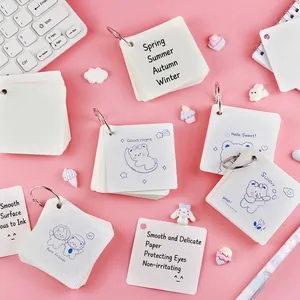 Cute polar bear cartoon loose-leaf notebooks with iron rings on pink background