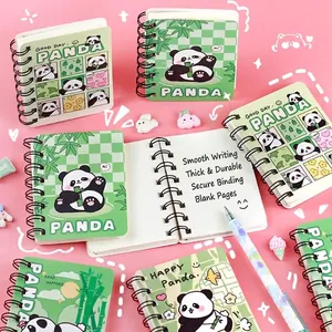 Cuaderno de Bolsillo con Espiral de Panda de Dibujos Animados Encuadernado Lateral Mini A7 Bloc de Notas Portátil con Páginas en Blanco para Estudiantes Regalo Papelería Escolar