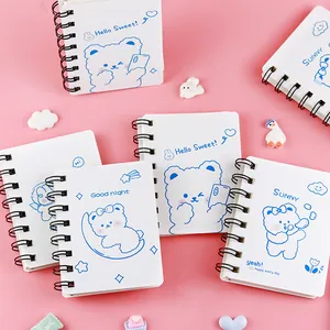 Bloc de notas de espiral oso blanco kawaii, diario de bolsillo portátil para estudiantes