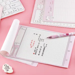 Cute pink cartoon bear B5 grid notepad for students, perfect for creative note-taking