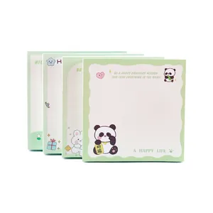 Juego de 4 notas adhesivas de panda de dibujos animados para estudiantes y oficina diaria.