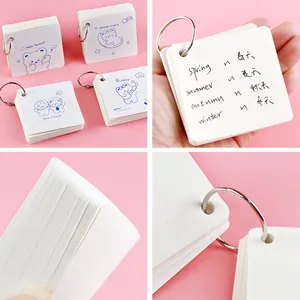 Cute cartoon white bear mini ring binder notebook for study notes and word cards