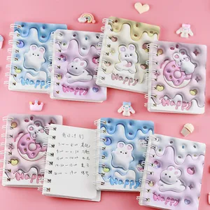 3D cute bunny pocket spiral notebook with creative relief cover for students
