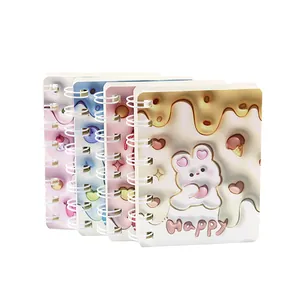 Set of four cute 3D bunny spiral pocket notebooks with dessert theme designs