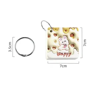 Cute rabbit mini loose-leaf notebook with metal ring, 7x7cm portable size