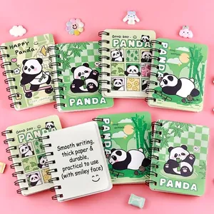 Bonitos cuadernos de espiral de panda para estudiantes, set de diario de bolsillo portátil