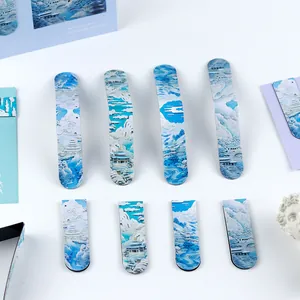 Traditional Chinese style magnetic bookmarks with scenic landscape architectural oil art