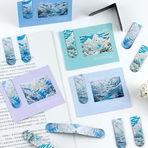 Chinese style magnetic bookmarks with landscape architectural oil painting designs
