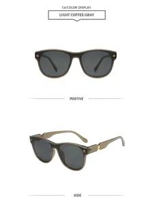 Lunettes de soleil ovales bicolores café clair et gris avec clous dorés