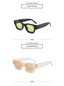 Gafas de sol cuadradas retro en variantes de color negro/amarillo y champán/té