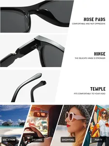 Vues détaillées et scénarios de vie pour des lunettes de soleil ovales rétro surdimensionnées