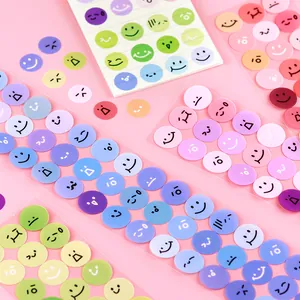 Colorful waterproof round emoji stickers set for DIY journal and phone case decoration