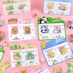 Cartoon magnetic bookmarks set with Capybara Panda and Duck designs for reading