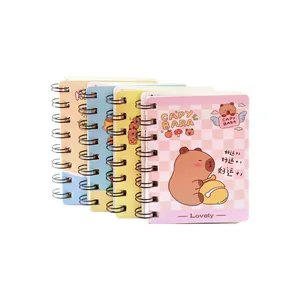 Cute cartoon capybara spiral pocket notebook with portable mini design for school