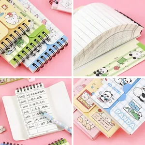 Cute cartoon portable English vocabulary notebook with spiral binding for learning