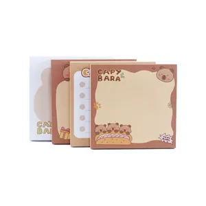 Süßes Capybara-Notizblock-Set mit vier ästhetischen Designs in Brauntönen gehalten.