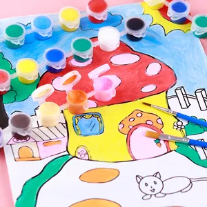 Creative DIY acrylic paint set with 3ml mini pots and brushes for children's art activities