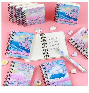 Süße Mini-Spiralnotizbücher mit Mount Fuji-Kunst und handschriftlichen Musterseiten