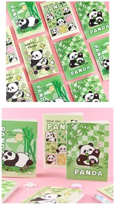 Creative cartoon panda mini pocket notebooks with soft covers in green