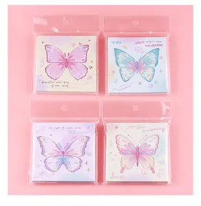Set mit 4 Haftnotizen mit Farbverlauf-Schmetterlingen im koreanischen Stil für Tagebücher