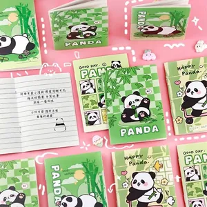 Cartoon Panda Mini Pocket Notebook Portable Small Softcover Memo Pad For Student School Office Stationery Green 32 Pages