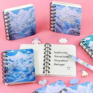 Cuaderno de espiral 3D de estilo chino con paisaje recortado y páginas en blanco