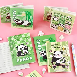 Set of creative cartoon panda mini pocket notebooks featuring cute illustrated green covers