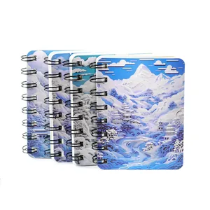 Juego de 4 cuadernos de espiral de bolsillo con arte de paisajes chinos tradicionales troquelados