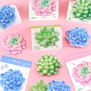 Succulent-shaped colorful sticky notes set for aesthetic stationery and journaling