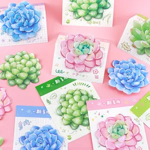 Vibrant succulent shaped sticky notes set for students and creative office decoration.