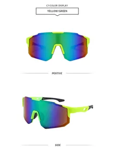 Yellow frame sports cycling sunglasses with vibrant colorful shield lens details