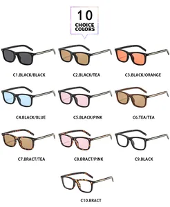 Vue détaillée montrant dix options de couleurs pour ces lunettes de soleil vintage.