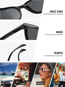 Detaillierte Ansicht der Polygon-Sonnenbrille mit Nasenpads, Scharnieren und Bügeln.