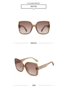 Vues détaillées de lunettes de soleil rétro surdimensionnées couleur thé avec étoile