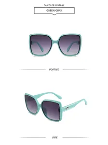 Vues détaillées de lunettes de soleil oversize sarcelle avec un détail d'étoile