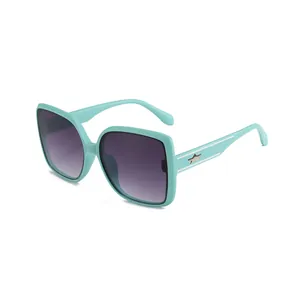 Lunettes de soleil rétro oversize chic avec monture vert menthe et verres dégradés