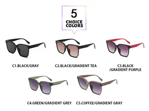 Lunettes de soleil carrées oversize disponibles en cinq coloris dégradés et unis tendance.