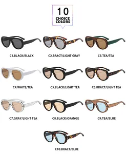 Detailed view of ten different color variants for classic oversized aviator sunglasses