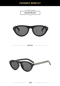 Détail montrant les angles de vue de face et de profil des lunettes de soleil rétro