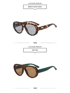 Detailed view of fashionable pilot sunglasses in tortoiseshell and tea color variants
