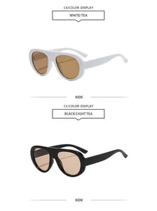 Detailed side view of pilot sunglasses in white tea and black light tea colors